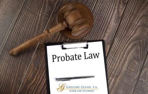 Probate law on paper with gavel